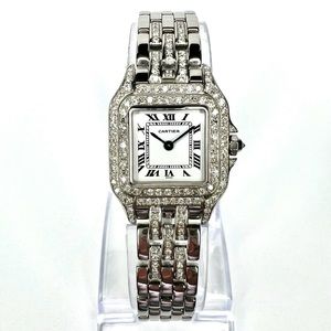 CARTIER PANTHERE Quartz 23mm Steel 1.20TCW Diamond Watch White Dial